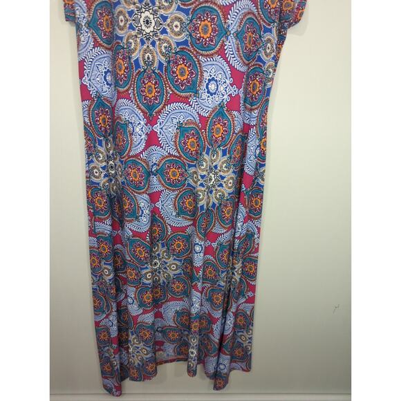Chico's Medallion Clusters Multi Asymmetrical Hem Midi Dress Size 12/14 NWT - Picture 5 of 10